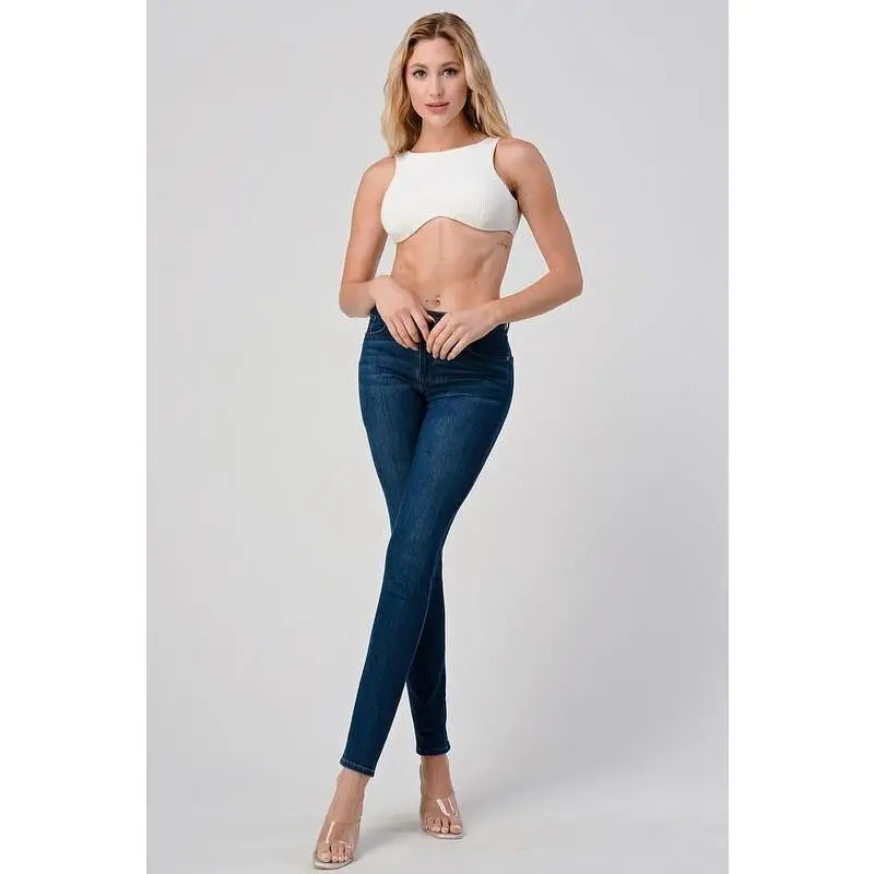 Cupped Crop Top in White Knit Polyester Womenswear Rayon