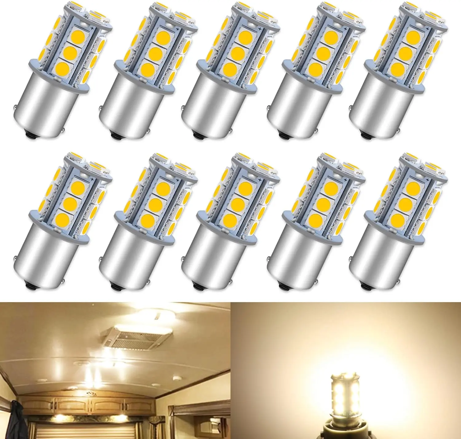 Defvnsy 1156 LED Bulb Warm White/Wihte 1141 LED RV Light Bulb 1073 7506 1003 BA15S Bulbs for 12V Camper Travel Trailer Boat Motorhome Interior Lights car light