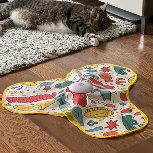 Potaroma Hide and Seek Cat Toys in The Cover Unpredictable Moving Feather Interactive Kitten Wand Toy Automatic Chargeable Cat Toy Indoor Exercise Kicker for All Breeds Floral Cover