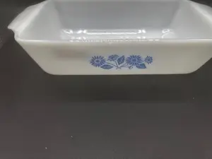 Vintage Anchor Hocking Fire King Blue CornFlower Bread Loaf Pan Baking Dish Bakeware Glass