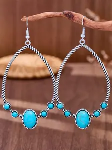 Vintage Cowgirl Western Dangle Earrings, Boho Ethnic Style, Turquoise Drop Earrings for Daily Wear, Party Jewelry Gift