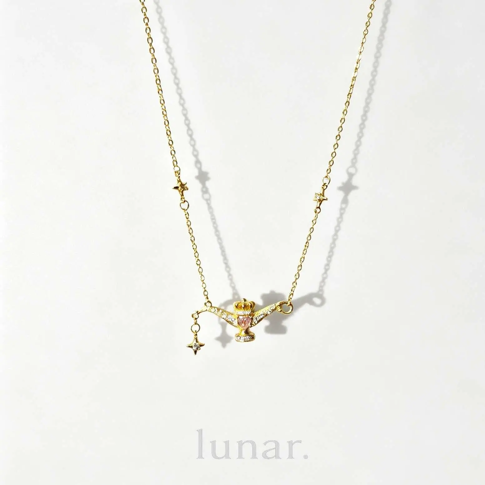 Lunar Dainty Aladdin Magic Lamp Pendant Necklace, Copper Cross Chain Rhinestone Inlaid Adjustable Collarbone Necklace, Light Luxury Fashion Commuter Jewelry Gift for Women