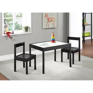 3-Piece Dry Erase Kids Table & Two Chair Set, Black