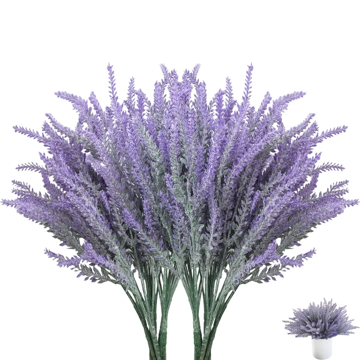 10 Bundles Romantic UV-Resistant Fake Lavender Flowers, Artificial Purple Faux Plastic Plants with Wrap, Universal for Home Decor, Wedding Centerpieces, Indoor-Outdoor Home Supplies Decorative Bouquet