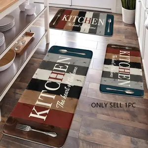 [Popular Choice]1PC, room decoration, bathroom decoration, bathroom floor mat, bathroom anti-skid mat, kitchen floor mat, Kitchen Area Rug, wood grain and letter pattern floor mat, rural theme decoration, soft and comfortable surface, reducing fatigue.