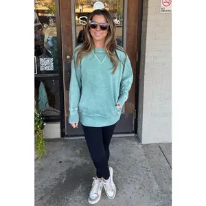 Halo Washed French Terry Round Neck Pullover