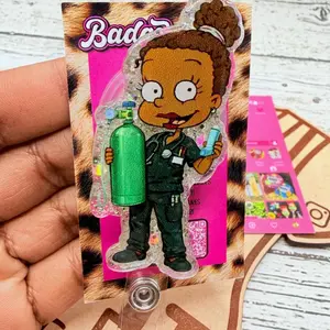 Respiratory Therapist RT Glitter Badge Reel: Funny Nurse ID Holder