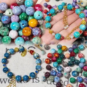Chris-A50-Artistic Glitter Oil Painting Glass Bead