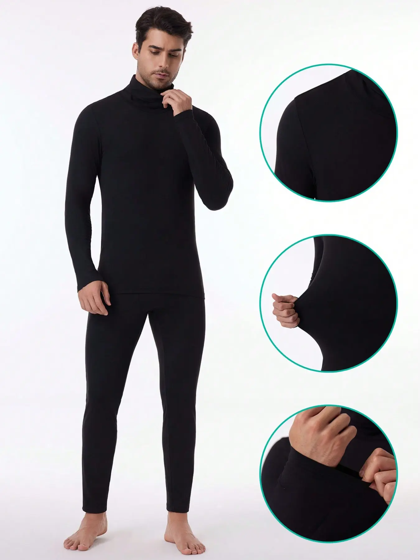 Men's Autumn Winter Heated Seamless Underwear, High Stretch Slim Fit, Soft Skin-Friendly, Business Inner Layer Comfortable Not Bulky