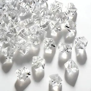 160 Pcs Fake Ice Cubes for Vase Filler, Fake Diamonds 22 * 18mm Acrylic Rocks for Vases, Plastic Gems, Artificial Crushed Ice Props for Sensory Bin Filler, Table Confetti, Faux Centerpieces