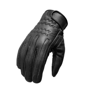 Razorback Men's Deer Skin Gloves - Super Soft Leather, Gel Palm Padding, Curved Stitching, Velcro Strap for Secure Fit