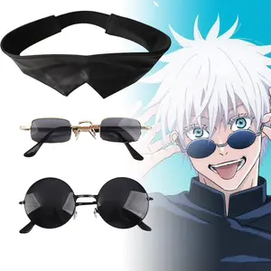 Satoru Gojo Cosplay Patch Glasses Anime Jujutsu Kaisen Cosplay Accessories Gojo Half Face Mask Masquerade Halloween Party