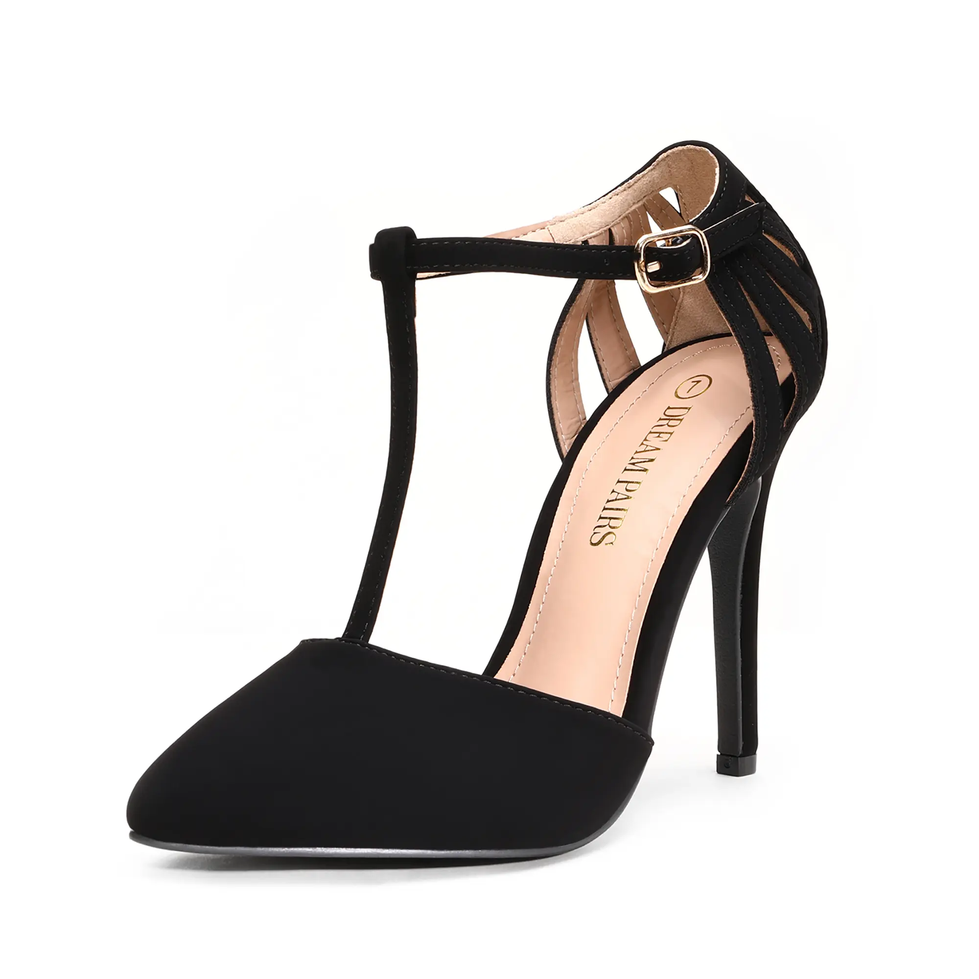 Dream Pairs Women's Fashion Platform Pumps, Elegant Pointed-Toe High Heel Dress Shoes with Ankle Strap and Side Cut-Outs, Footwear, Dress Formal Shoes, Fashion Apparel, Synthetic, High Heels, Formal Wear, Featherlight, Girl, Rubber, Feminine Style Pumps,,