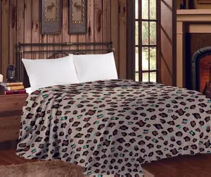Mia Collection Thin Throw Blanket - Leopard Design, Soft Cotton Blend, Ideal for Home Décor