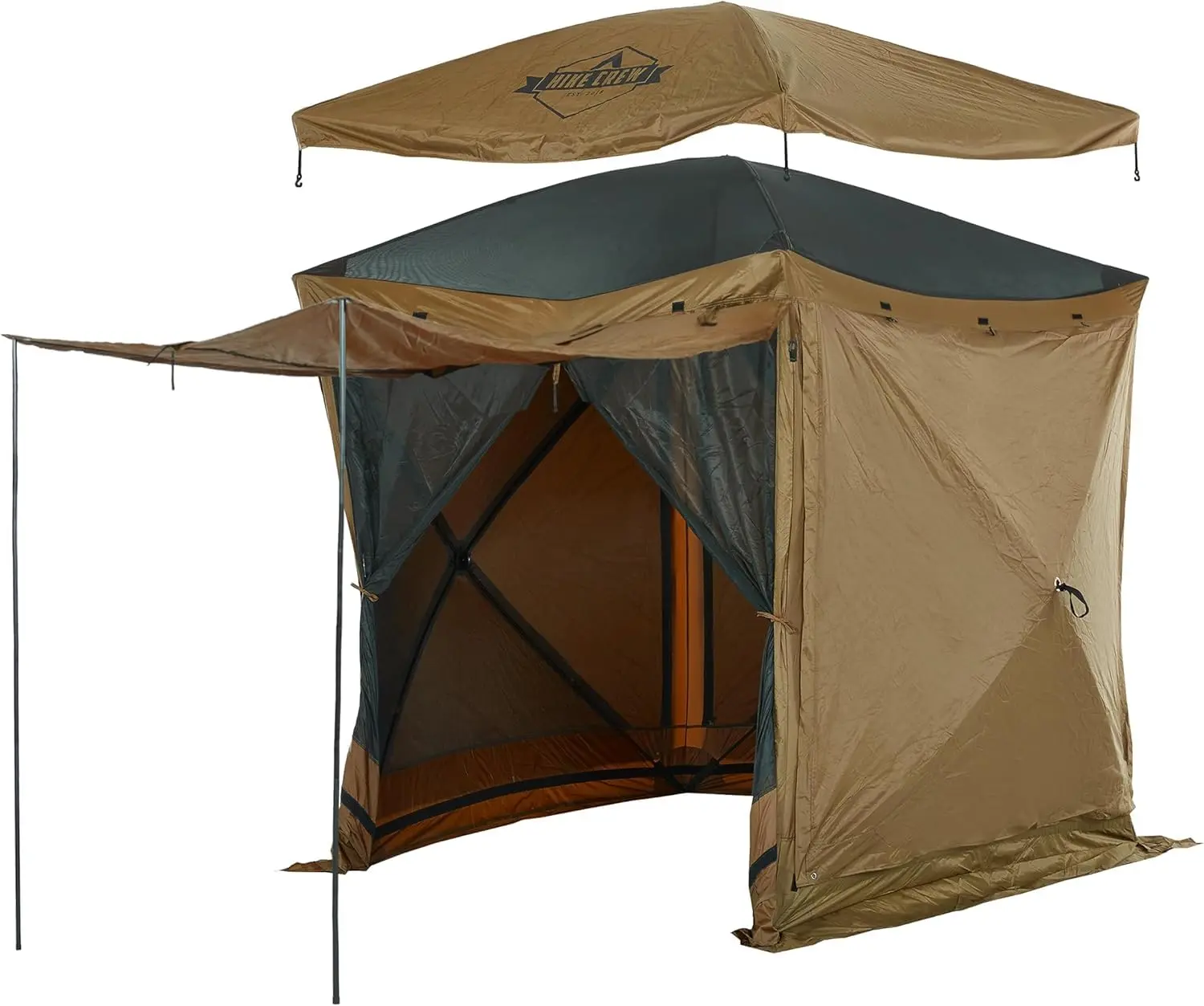Hike Crew 6.5’ x 6.5’ Screened Roof Pop-Up Gazebo Screen Tent | 4-Sided Outdoor Canopy Shelter w/Roof Cover, Built-in Zippered Panels, Built-in Awning, Stakes, Ropes, Carry Bag | UV Resistant SPF 50+