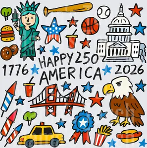 Patriotic 250 Doodle - Patriotic Design - DTF Transfers - Direct to Film Transfer - THIS IS NOT A T-Shirt or Digital product