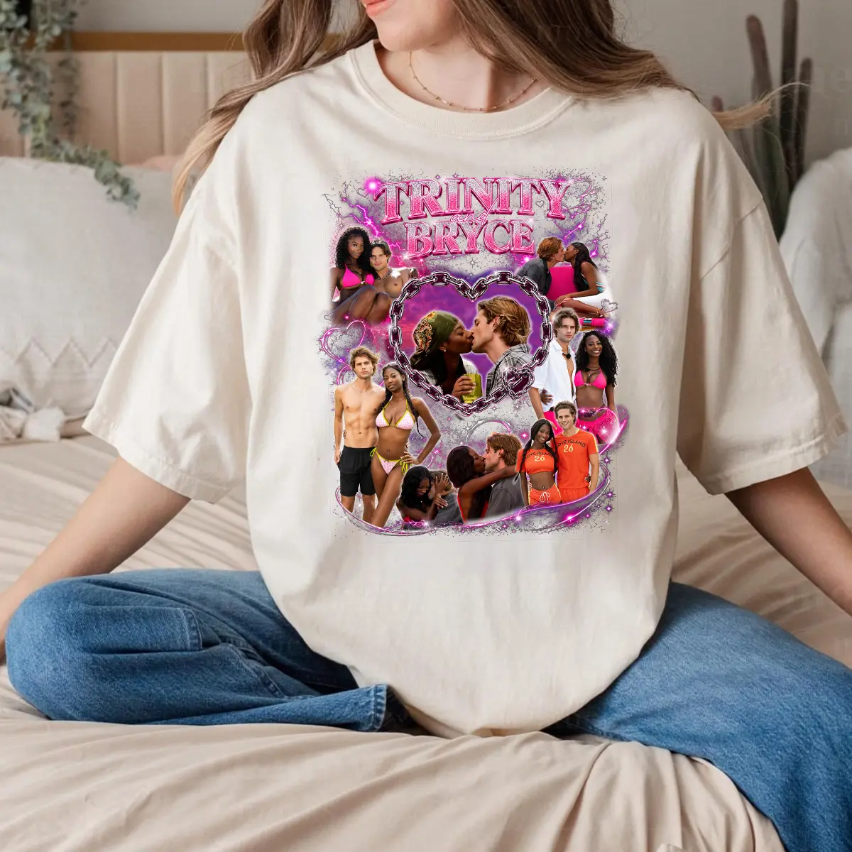 Trinity and Bryce Love Island USA Tee  Retro Graphic T-Shirt | Viral Couple Fan Shirt | Unisex Cotton Tee | Birthday Gift for Reality TV Fans