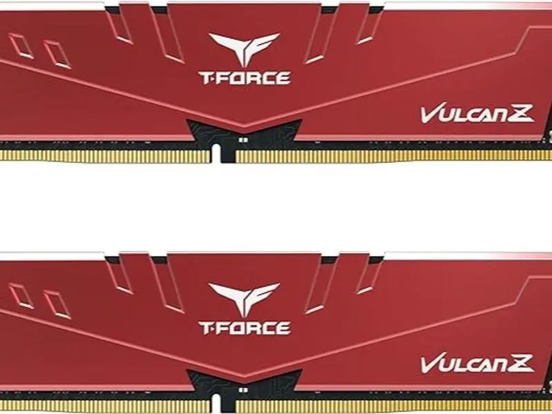TEAMGROUP T-Force Vulcan Z DDR4 32GB Kit (2x16GB) 3200MHz (PC4-25600) CL16 Desktop Memory Module Ram (Red) - TLZRD432G3200HC16FDC01