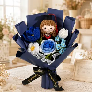 Handmade Crochet Graduation Bouquet, Crochet Flower Bouquet, Custom Graduate Doll with Flowers, Unique Graduation Bouquet, Senior Graduation Keepsake, Graduation Flower Bouquet Gift for Her, Class of 2026 Congrats Flowers, Graduation Ceremony Gift