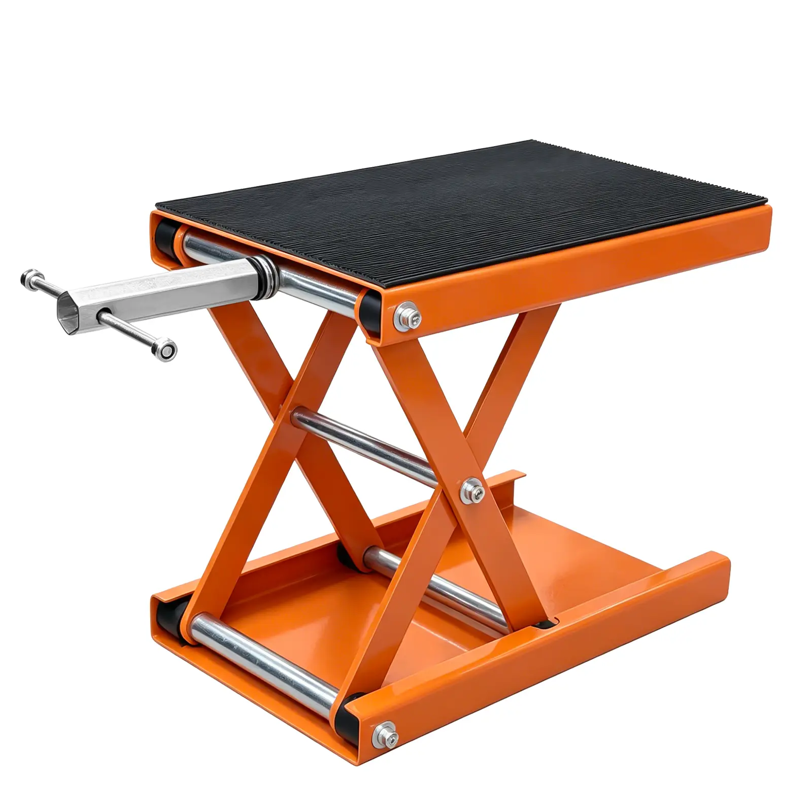 1200 LBS Heavy-Duty Motorcycle Scissor Lift Jack, Wide Deck Center Stand with Detachable Crank Handle for Bike Repair, Garage Maintenance, Repair Lift