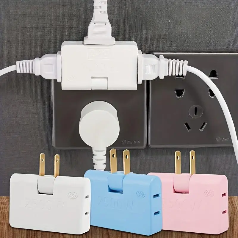 180 Degrees Rotatable Socket Converter,Rotation Adapter,1 Plug 3 Socket Foldable,3in1 Adapter Extension Adaptor Socket,Outlet Power Adapter Ultra Thin