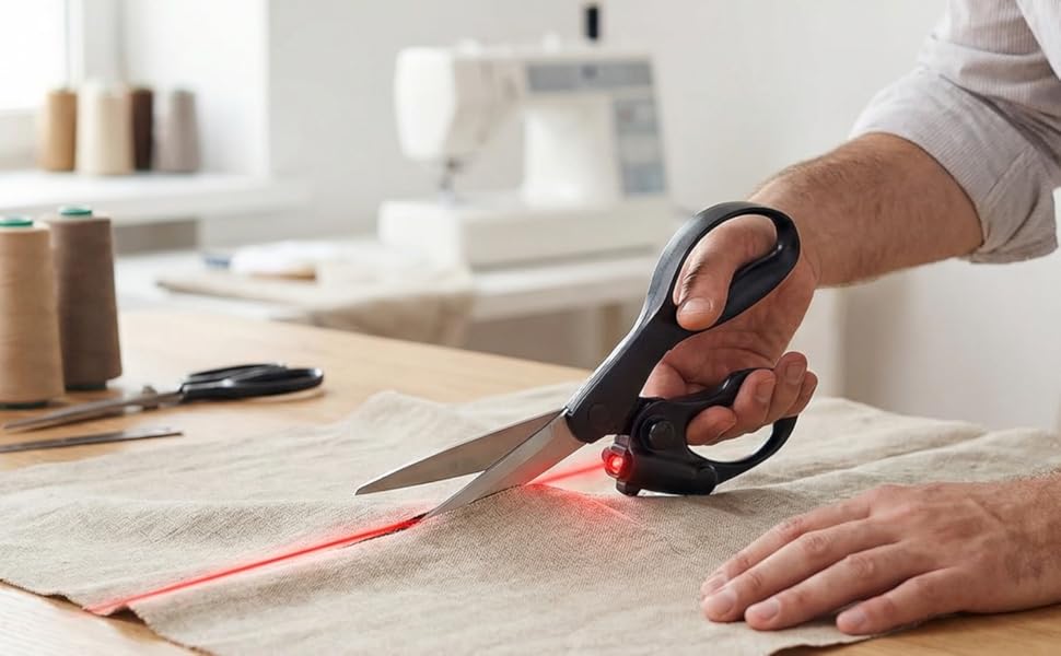 Professional Laser Guided Scissors for Fabric Cutting, Cuts Straight Fast with Precision Laser Guide,Sewing Scissors for Quilting Home Craft Wrapping Gift with Upgraded Ergonomic Handle