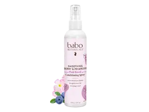 Babo Botanicals Smoothing Berry & Primrose Conditioning Spray – Made with Plant-Based Ingredients – Restores Shine & Calms Flyaways – Detangles & Softens Hair – Dermatologist Tested – 8 fl oz (237 ml)