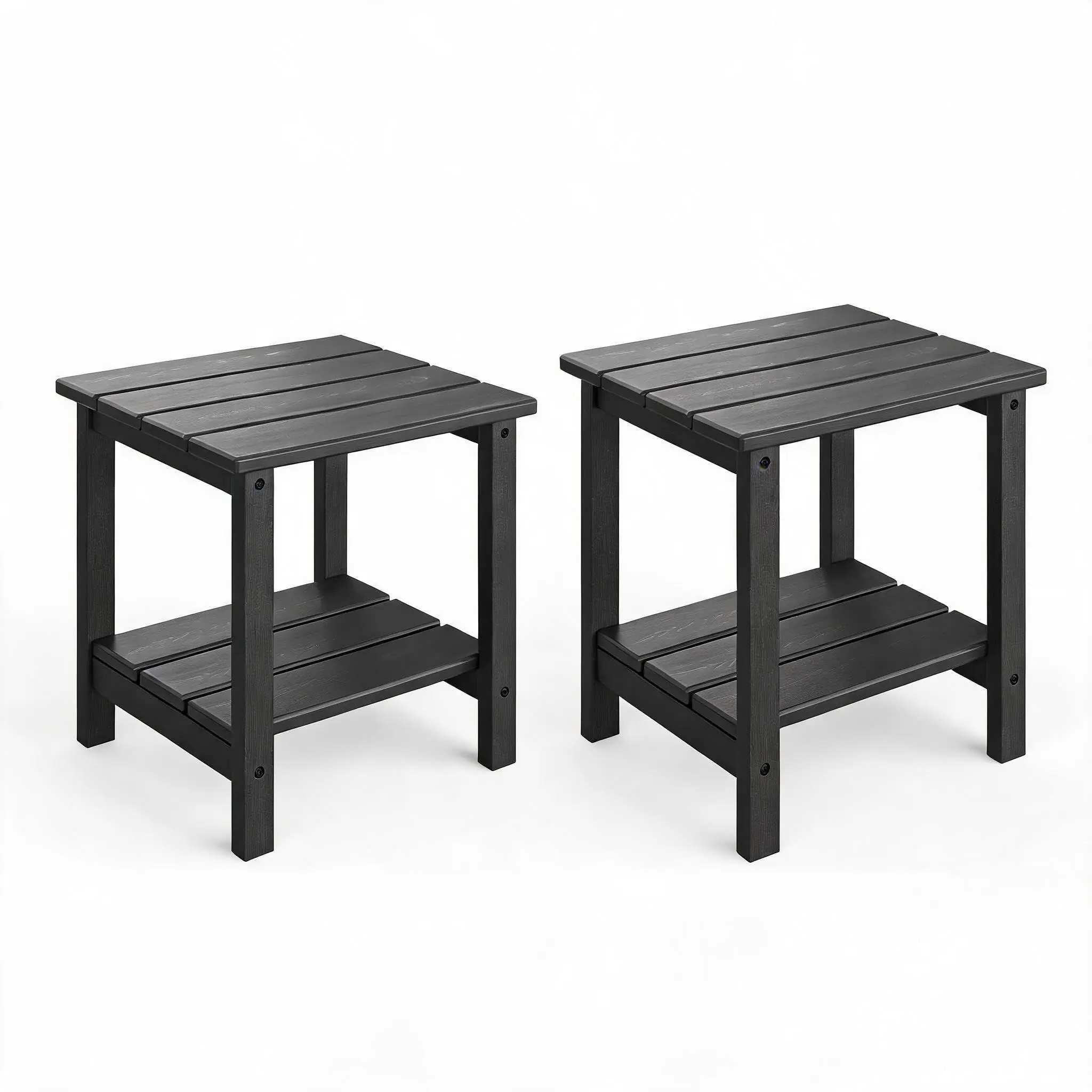 Adirondack Outdoor Side Table, 45 x 38 cm, HDPE Double-Layer Side Table, suitable for patios, pool decks, gardens, and courtyards Black, Set of 2 wide rocker chair party catering quiet operation chicken nesting box 4-piece furniture