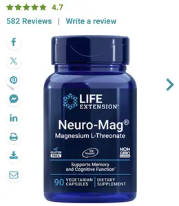 Life Extension Neuro-mag Magn esium L-threonate, Magtein, M... Supplement Fitness