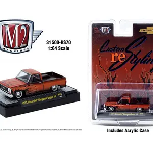 M2 Machines 1:64 1973 Chevrolet Cheyenne Super 10 Custom Re Styling – Brown w/ Flames – Hobby Exclusive