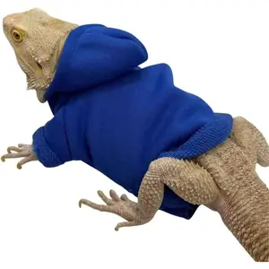 Lizards Clothes for Bearded Dragon - Handmade Cotton Hoodies Warm Sweater Coat Reptiles Apparel Costume Skin Protection Photo for Lizard Bearded Dragon Crested Gecko Chameleon (Blue,Large)