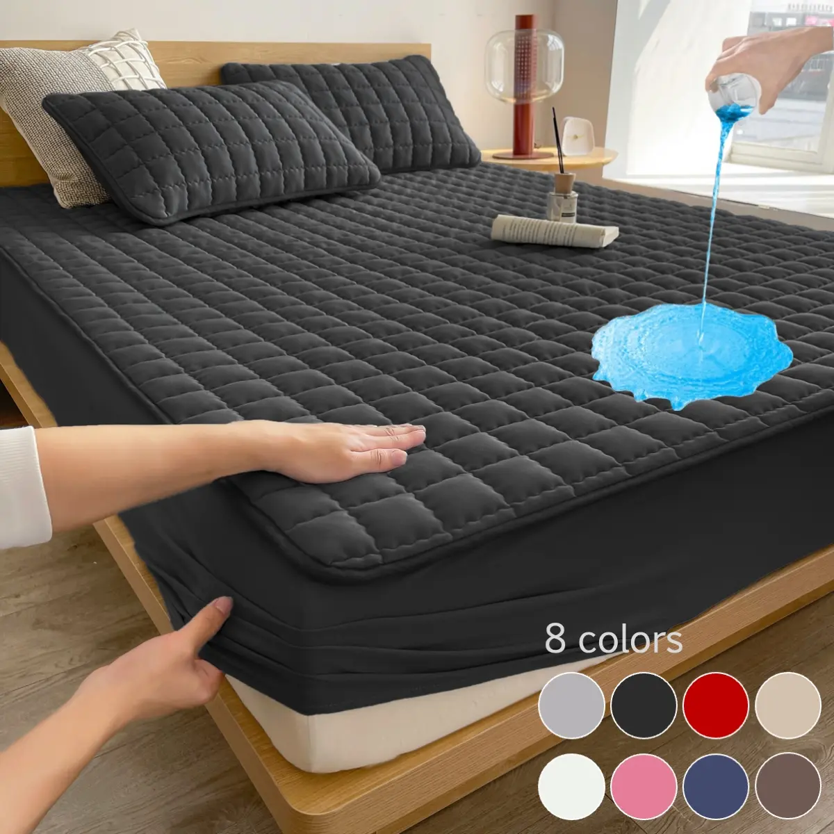 2/3pc Waterproof Dirty Mattress Cover, Bedding Mattress Cover, Soft, Comfortable Mattress Protector Suitable for bedrooms, guest rooms, apartments, and families with small children, pets or the elderly at home included pillowcases Waterproof Mattress Set
