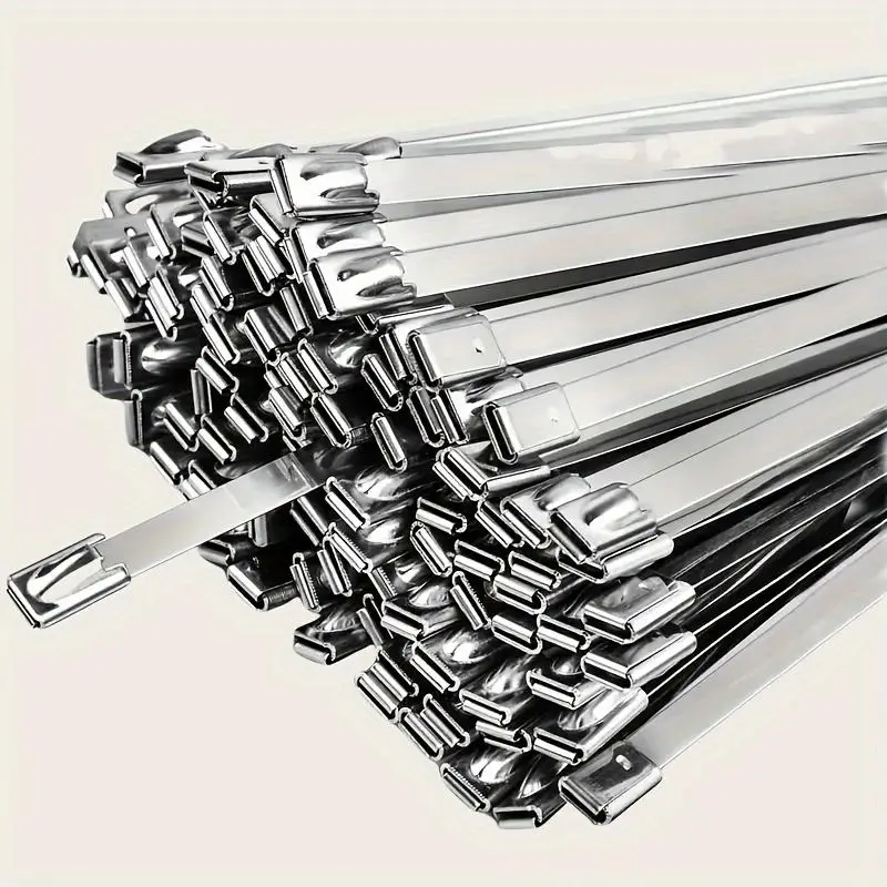 Stainless Steel Cable Ties, 100pcs Multipurpose Self-locking Cable Ties, Heat Resistant Cable Ties for Mechanical, Vehicle