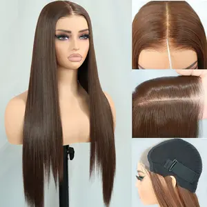 9x7 Glueless Synthetic Lace Front Wig Wear And Go Pre Plucked Pre Cut Straight Wig Vivid Self Growing Clean Hairline with Tiny Knots  Heat Resistant Fiber Natural No Glue Wig