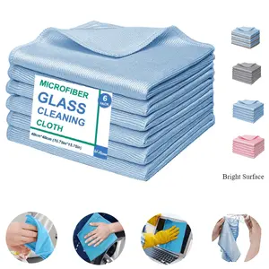 6 Pack Glass Polishing Cloth Microfiber Cloths, Super Soft, Microfiber Cleaning Rags for Glasses Kitchen Dish Mirrors Easy Clean, 12" x 12", 15.8''*15.8''