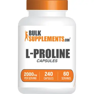 BulkSupplements L-Proline Capsules - Edible - Amino Acids - Protein - Collagen - 240 Capsules - 2000mg per Serving