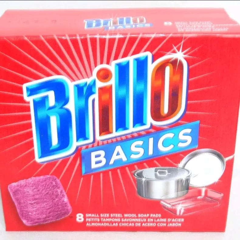 Brillo Basics Pads 8 Steel Wool Scrub Soap Pads Cut Grime: New:1 SOLD: Fast S&H Out