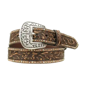 Ariat Ladies Floral Tooled & Studded Leather Belt A1513802