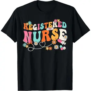 Groovy RN Registered Nurse Week Nursing Stethoscope Cute T-Shirt