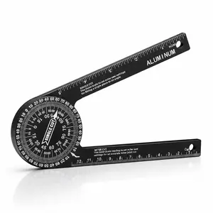 Aluminum Miter Saw Protractor | 7-Inch Rust Proof Angle Finder Featuring Precision Laser Engraved Scales Professional Saw Protractor with Measuring Rulers for Angle Finder Carpentry, Crown Molding Tool, Baseboard building trade CNC Machined Woodworking