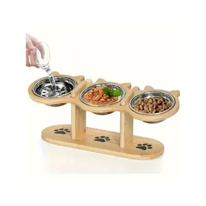 Multi-Layer Elevated Cat Feeder with Pet Food Bowl, Includes 3 Stands, Easy Assembly & Portable Design, Ideal for Multiple Cats
