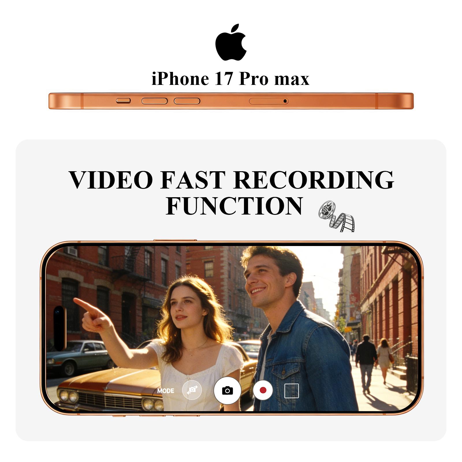 Refurbished iPhone 17 Pro Max 512GB Orange (Unlocked) - Excellent condition, 6.9″ all-screen, supports any carriers, like-new performance, 1-Year Warranty by JunQ Trading