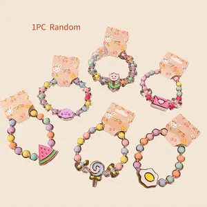 Jelly Color Beaded Bracelet, Rainbow Color Wristband Jewelry, Random Style 1 Piece, Fashion Accessory for Women, Unique Gift Idea