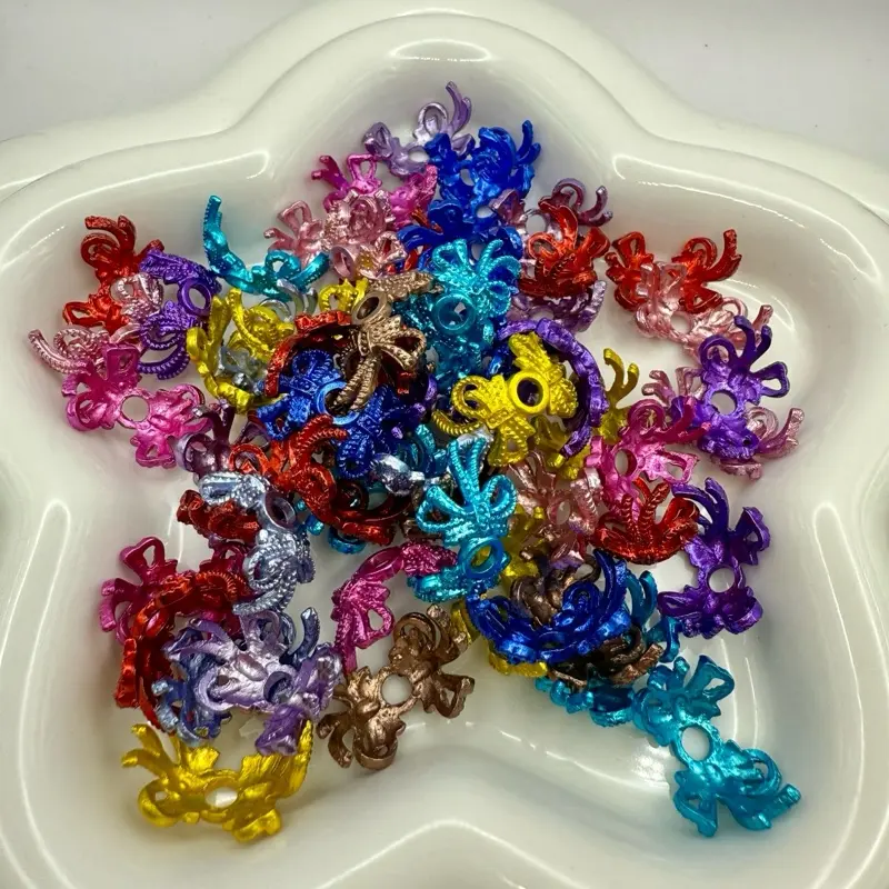 Bead Caps for Beadable Items that Add a Design to Beads - Silver Color and Unique Shape Design