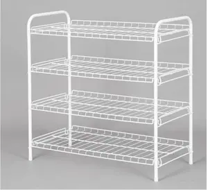 Steel Wire Shoe Organizer – 4 Shelves, Holds Up to 12 Pairs
