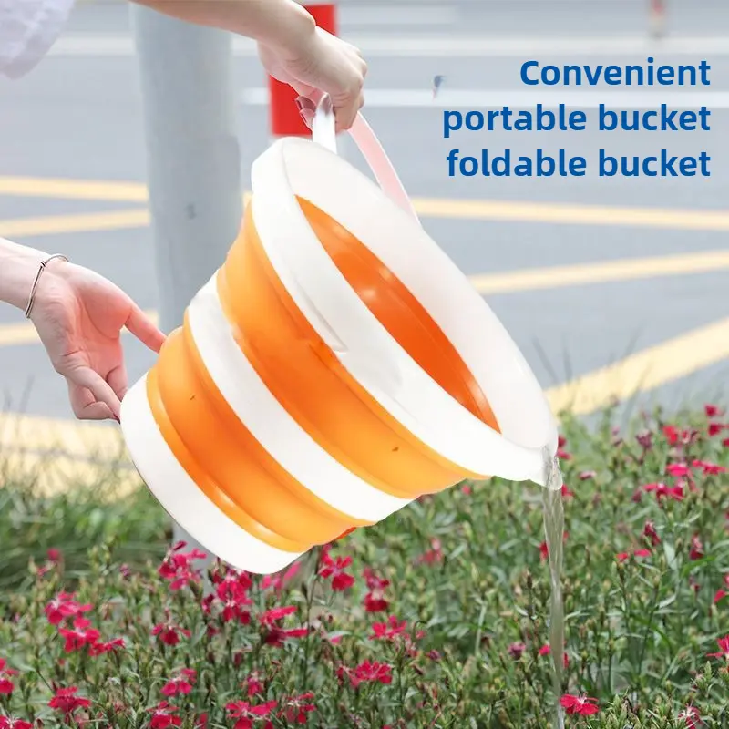 Portable folding bucket Plastic car bucket Children's outdoor travel Home multi-functional bucket Silicone