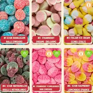 Stock Boy Build-A-Bag - 1LB - European Candy Mix with Sour Gummy Worms & Bonbon - Live Packaging Available on TikTok - Sweden Origin