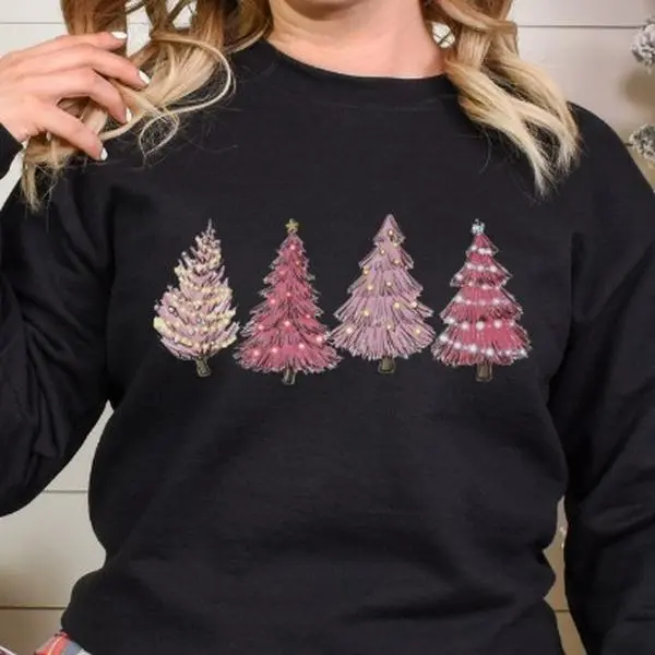 Pink Christmas Tree Sweater, Cute Christmas Sweater, Pink Christmas Sweater, Christmas 2024 Sweaters, Ugly Christmas Sweater