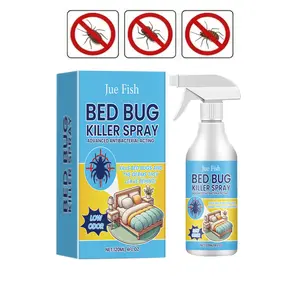 Jue Fish  Bug Killer Spray with Tea Tree & Eucalyptus Oil for Dormitory  & Bedrooms Kills Bedbugs & Mites Long Lasting Repellent Effect 120ml Bed Plant-Based and Pest
