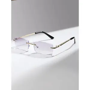 Men’s Lightweight Pair of Square Shape Semi-Rimless Anti-Blue Light Glasses - Minimalist Design, Ideal for Daily Workwear, Sports & Outdoor Cycling Leisure Equipment